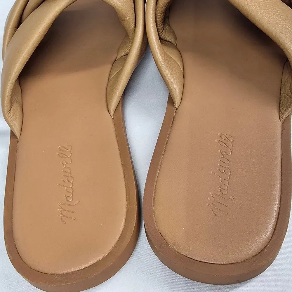 MADEWELL WOMENS JAYNA BRAIDED TAN LEATHER SLIDE SANDAL SIZE 9.5 ITEM ND963